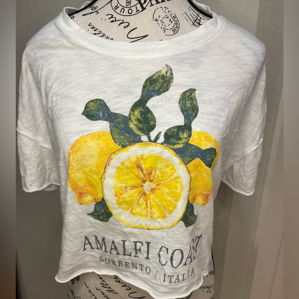 Amalfi Coast Sorrento Italia White Lemon Graphic Short Sleeve Tee